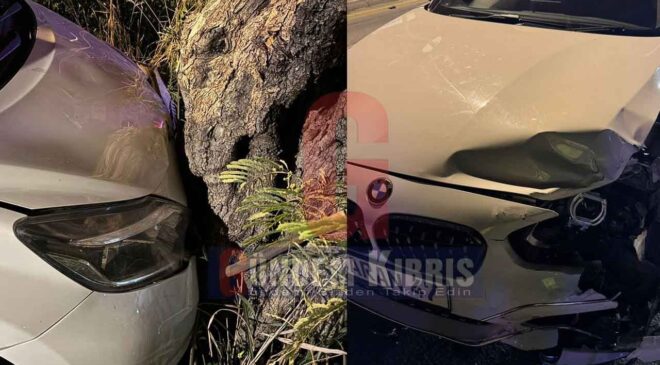 Girne’de İki Araç Çarpıştı: 1 Sürücü Hastaneye Kaldırıldı