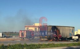 Lefkoşa–Gazimağusa anayolunda tır yangını